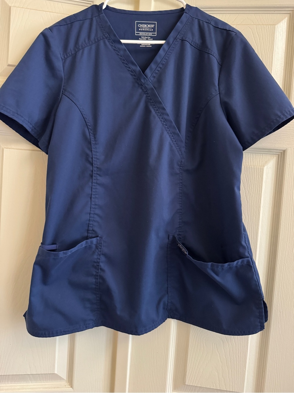 Cherokee Navy Wrap-Style V-Neck Scrub Top